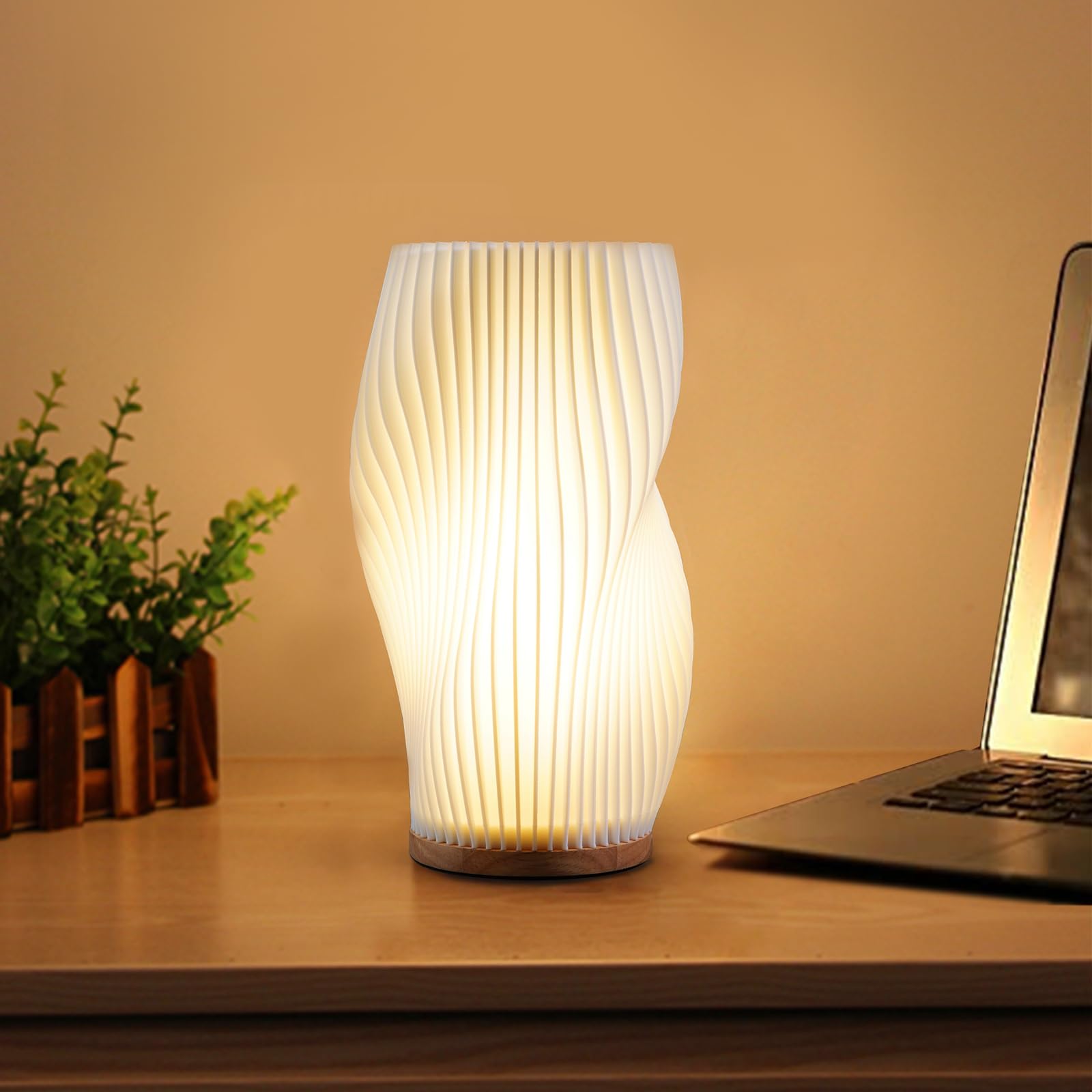 Photo 1 of Zenply Novelty Small Table Lamp for Bedroom, Vintage Style Striped Night Light, Mini Bedside Lamp for Living Room, Office, Dorm (MD)
