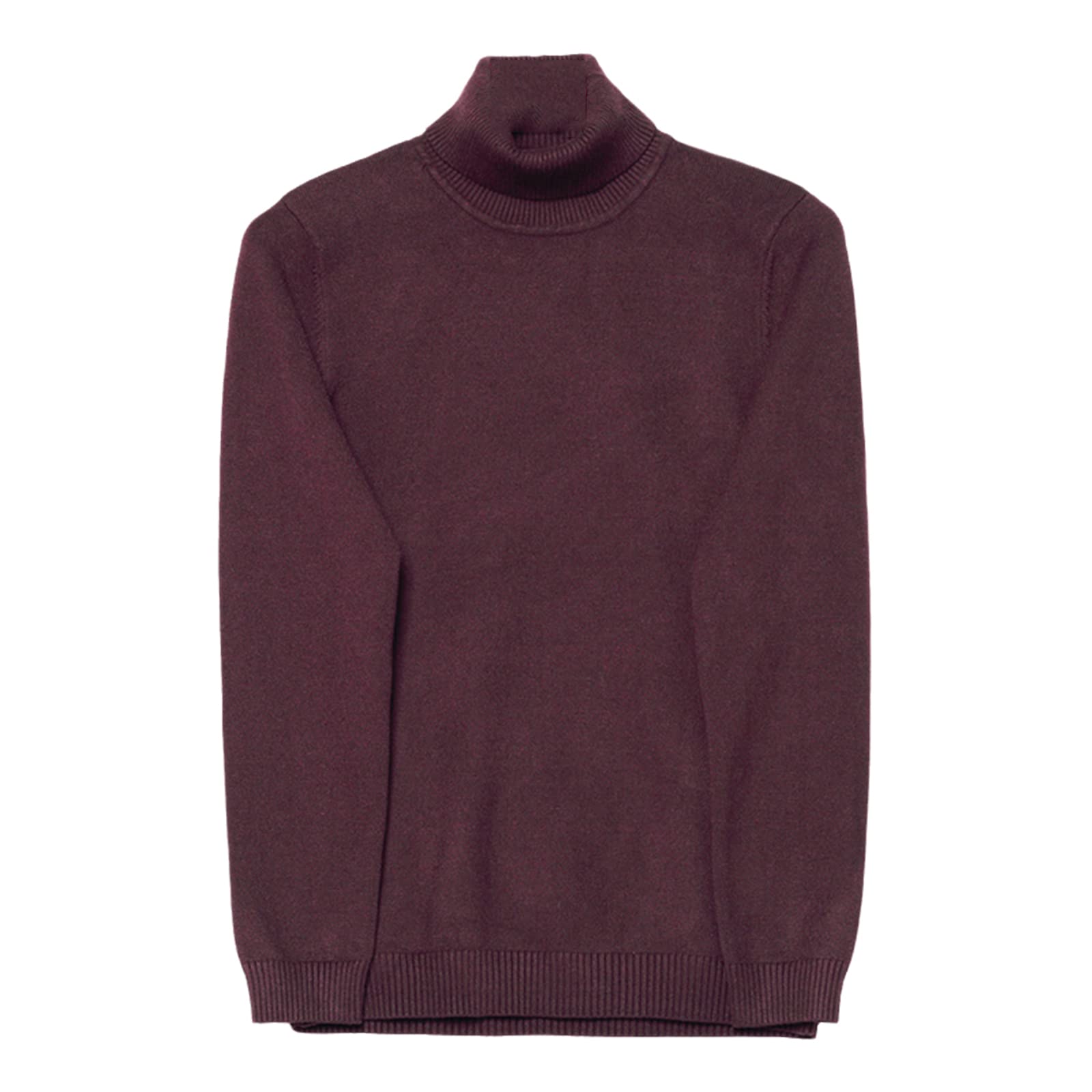 Vogrtcc Maglione Dolcevita da uomo Moda Casual Slim Fit Tinta unita Calore Pullover Maschio, Borgogna, XL