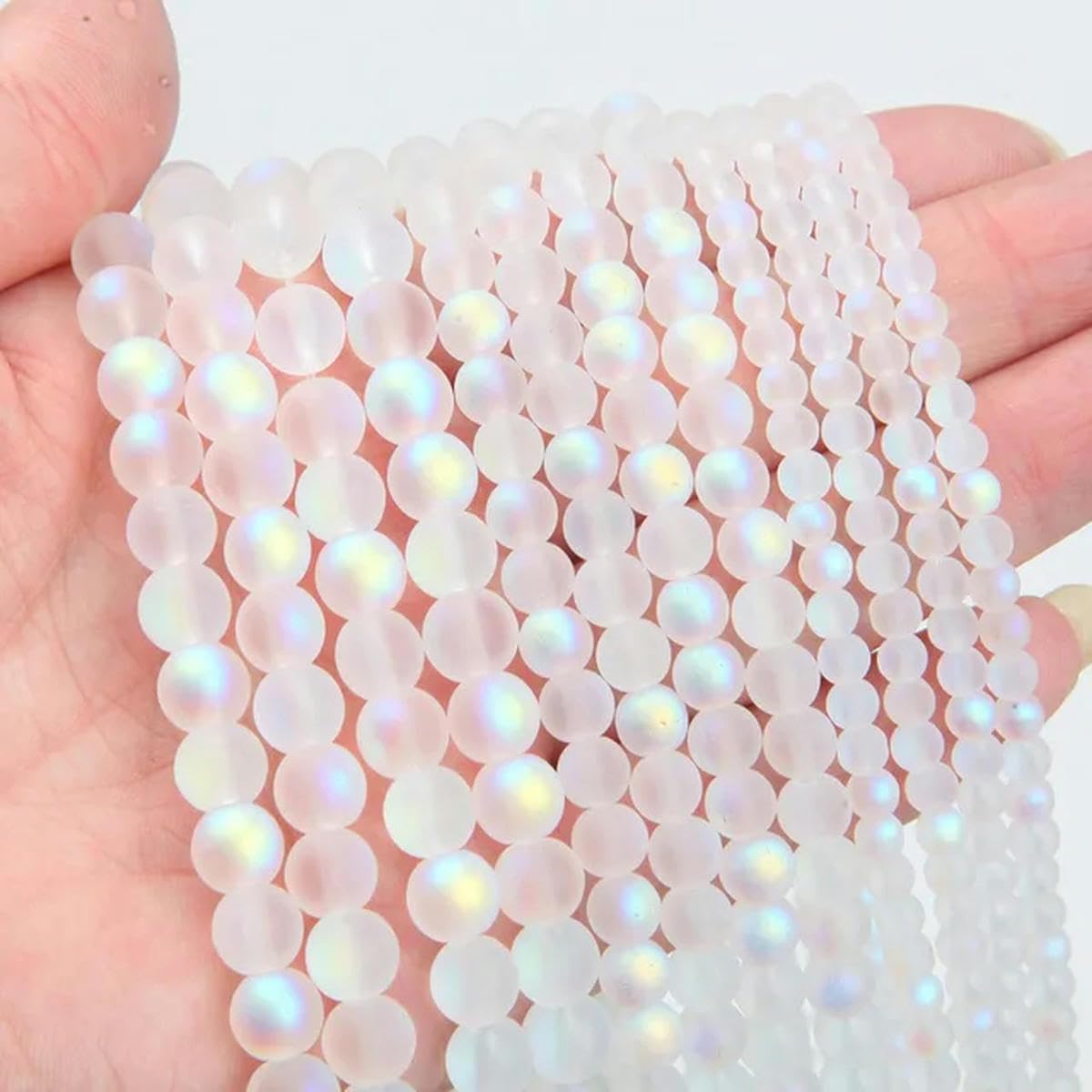 4/6/8mm Perle Di Vetro Lucido Glassa Perlina Rotonda - Foto 3