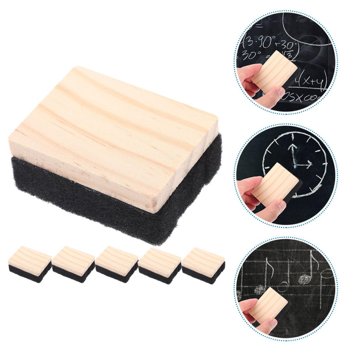 VILLCASE 5 Ensembles Gomme Pour Tableau Noir En Bois Tableau À Craie Calendrier Tableau Effaçable À Sec Gomme Électrique Grosse Gomme Marqueurs Pour Tableau Feutre 6 Pièces * 5