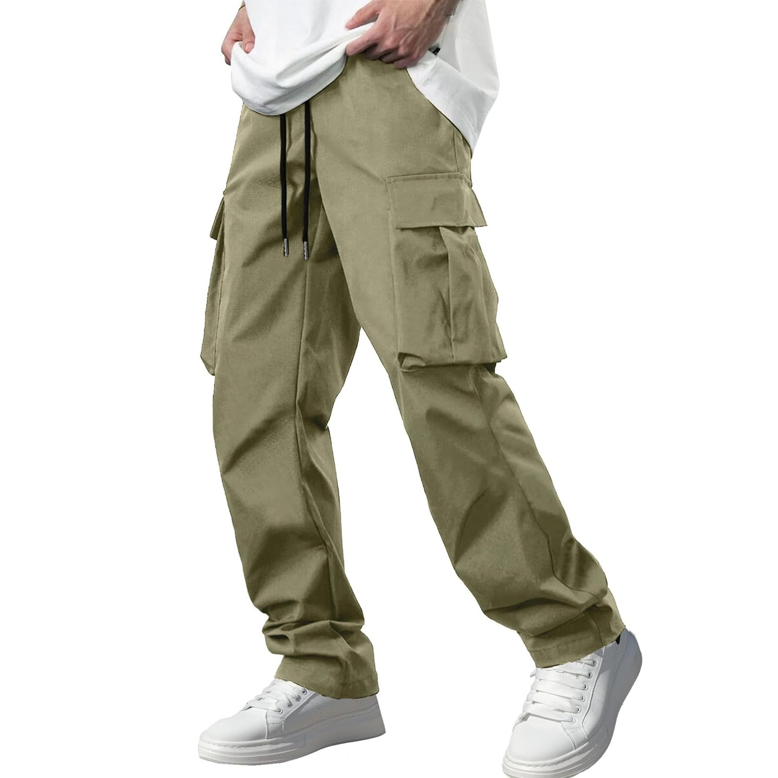 ??Men's Tech Travel Cargo Pants Quick Dry Convertible to Shorts UPF 50+ Sun Protection Lightweight for Hiking Trave B-Green
