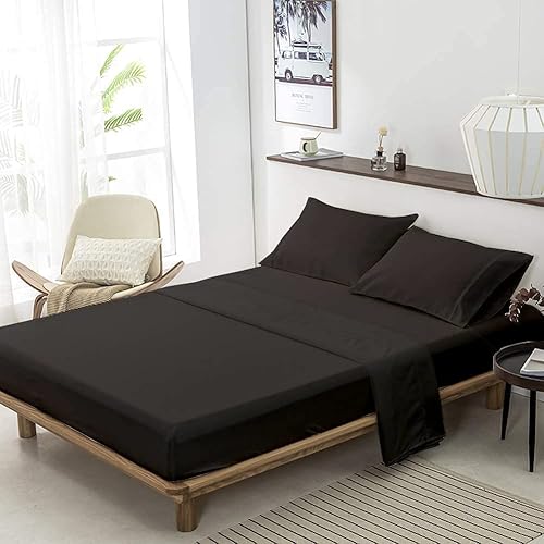 Juego de sábanas de tamaño matrimonial, juego de sábanas de microfibra cepillada de 4 piezas de 1800 hilos, sábanas de bolsillo profundo de 15 Juego de sábanas de tamaño matrimonial, juego de sábanas de microfibra cepillada de 4 piezas de 1800 hilos, sábanas de bolsillo profundo de 15