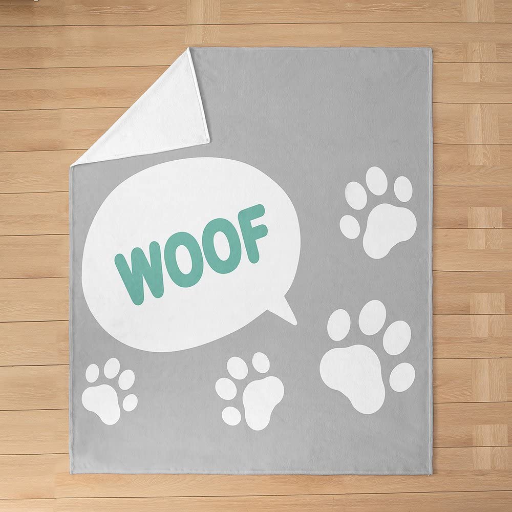 Manta de felpa de forro polar con huella de perro, 3D, color gris claro, kawaii, manta de franela para perro, para cama, sofá, mascotas, para todas las estaciones, manta de cama para mascotas, perro,