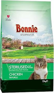 Bonnie Dry Cat Food, Chicken, Adult, Sterilized, All Ages and Breeds, 1.5 Kg