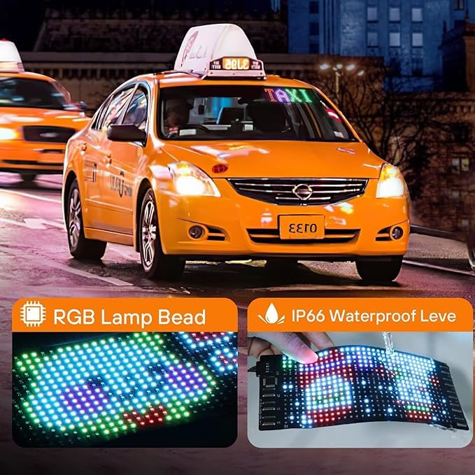 Image of ZADON Flexible LED Matrix Panel | Programmable Display Screen with App & Remote Control | Scrolling Text & Animation LED Board for Shop, Car & Advertising | Multiple Sizes (Small- 17x7 Cm)