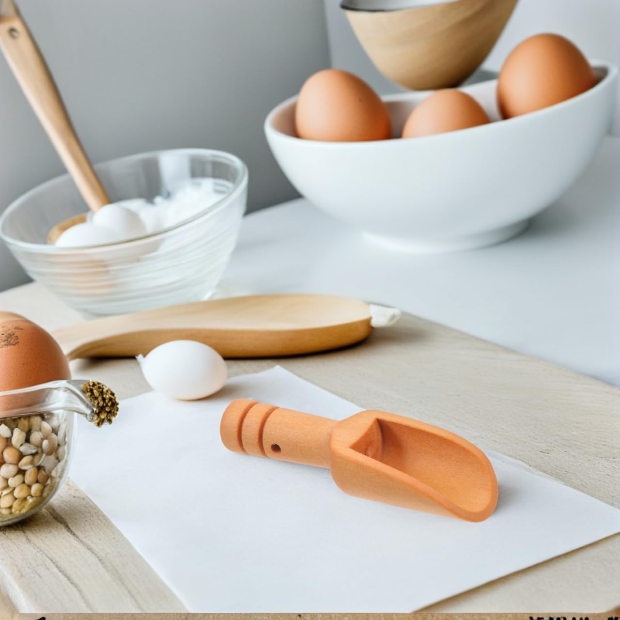 6Pcs Wooden Round Handle Scoop Teaspoons for Kitchen Mini Salt Shovel and Milk Powder Measuring Spoons Versatile Wooden Scoops for Spices and Dry Ingredients