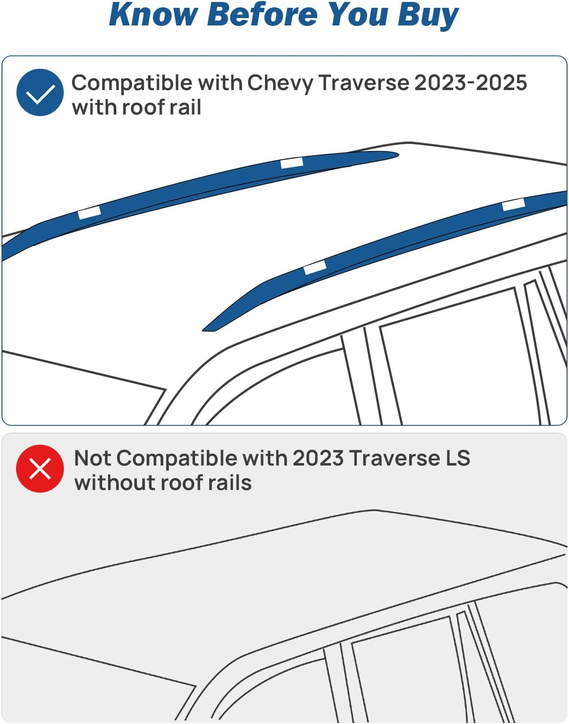 JOYTUTUS Lockable Roof Rack Cross Bars Compatible with Chevy Chevrolet Traverse 2022-2026, Heavy Duty 300LBS Anti-Theft Aluminum Crossbars for Rooftop Cargo Carrier Luggage Kayak Canoe Ski Snowboard