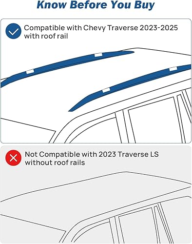 Miniatura 7 de JOYTUTUS Barras transversales con cerradura compatibles con Chevy Chevrolet Traverse 2022-2025, barras transversales de aluminio antioxidante para