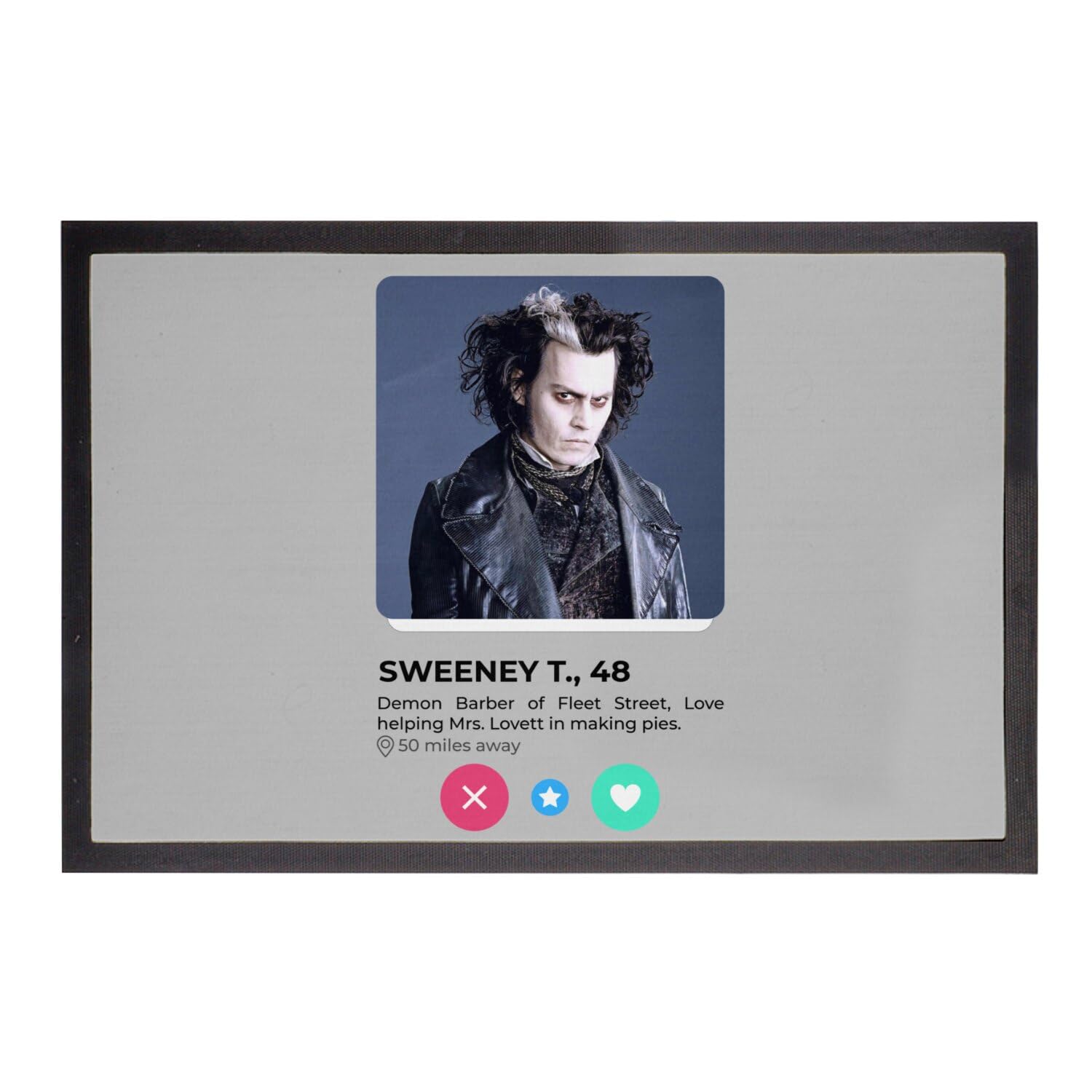 Paillasson gris grand format 75x50cm Sweeney Todd original