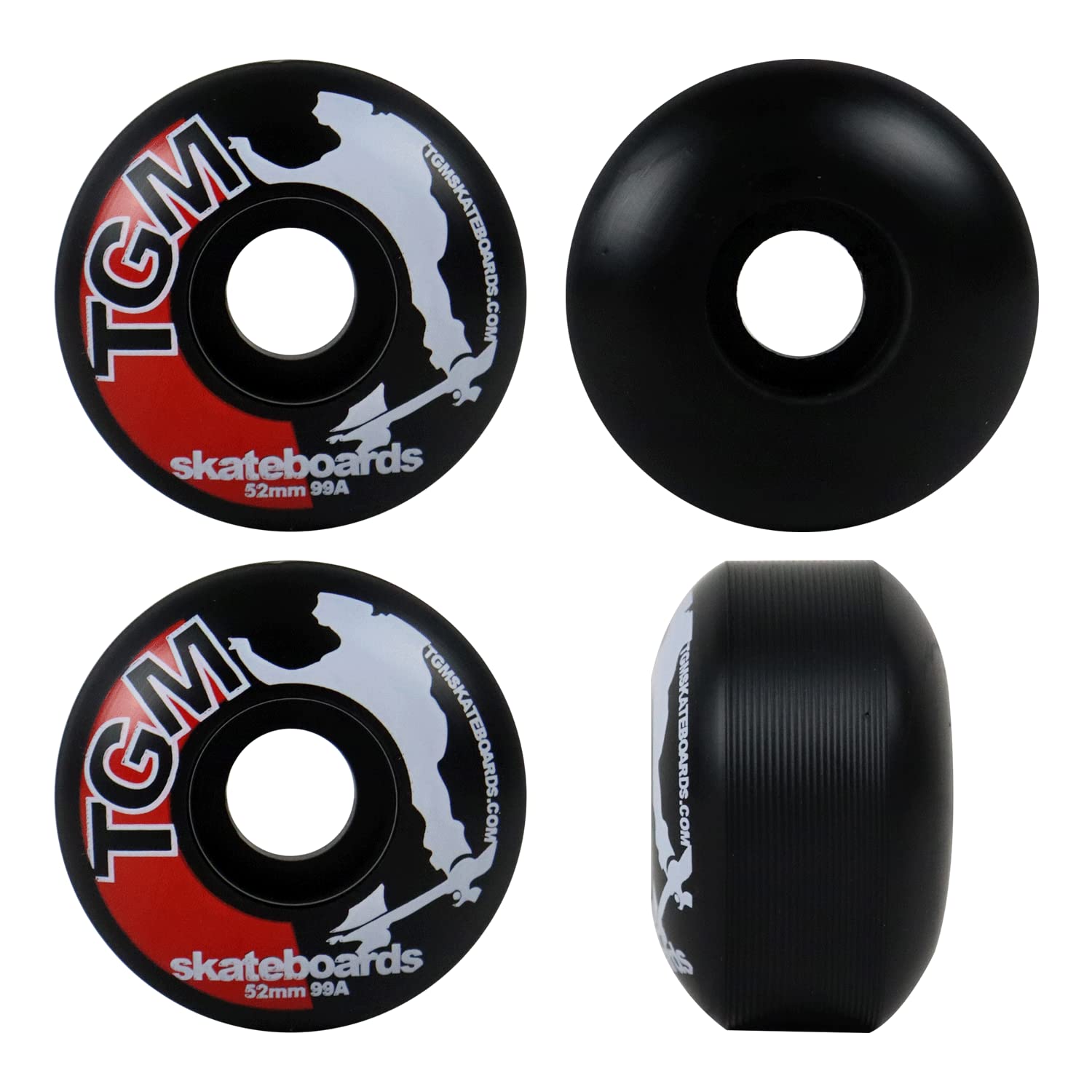 Amazon.com : TGM Skateboard Wheels 52mm 99A Black - Super High