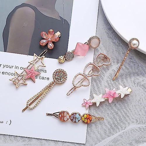 ANNACREATIONS Korean Style Pearl Metal Hair clips, Plastic Pearl Barrettes Hairpin for Women & Girls(Pink) 8 count (Pack of 1) - Image 4