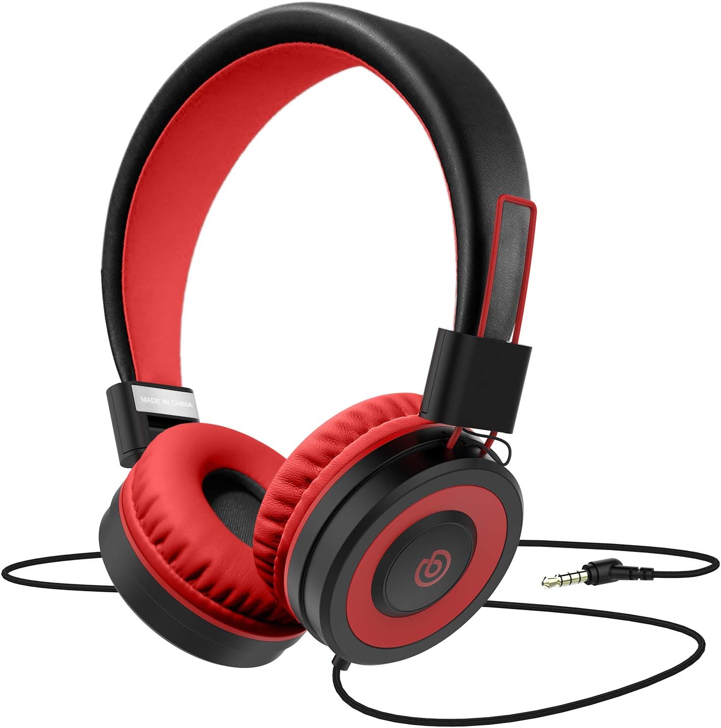 Kids Headphones,Besom i66 for Boys Girls Teens Children Toddler Stereo Adjustable Foldable Tangle-Free Cord 3.5mm Jack Wired Over-Ear Headset for iPad iPhone Computer MP3/4 Kindle Tablet (Red)