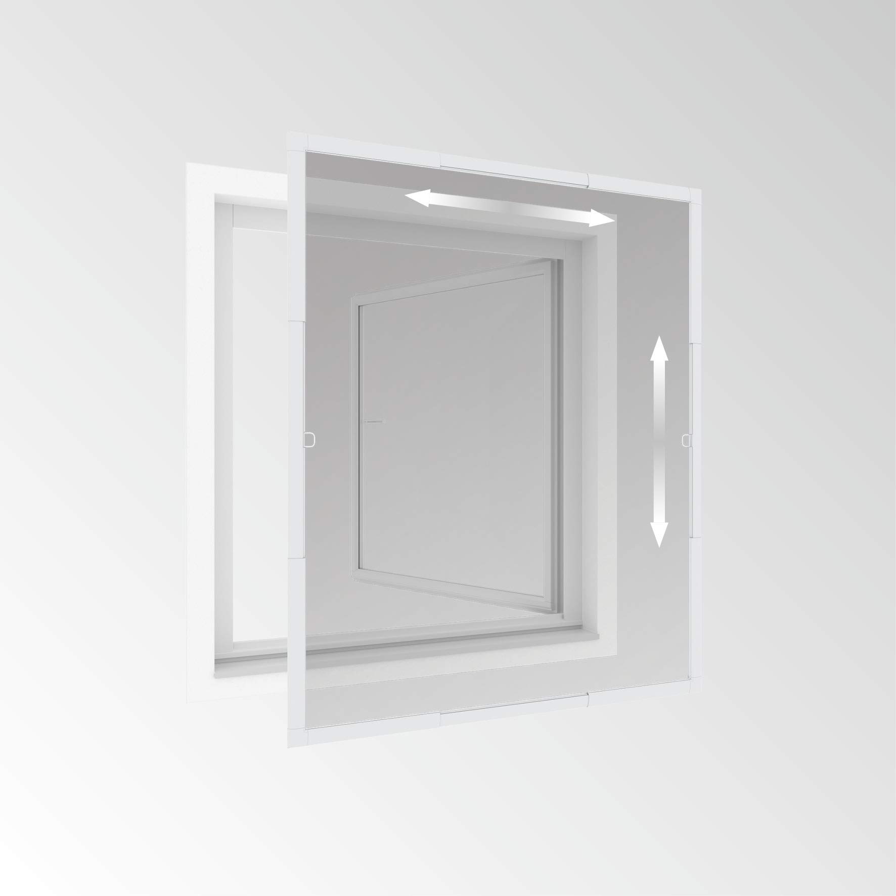 Windhager FLEXI Fit 04305 moskitiera teleskopowa, bez piłowania, zestaw do samodzielnego montażu, 130 x 150 cm, kolor biały