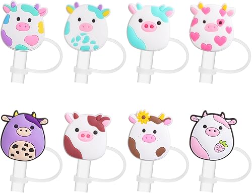 Miniatura 8 de Stanley - 8 tapas de pajilla, para vasos Stanley de 30 y 40 onzas, reutilizables de silicona, bonitas tapas de popote en varias formas, tapas de