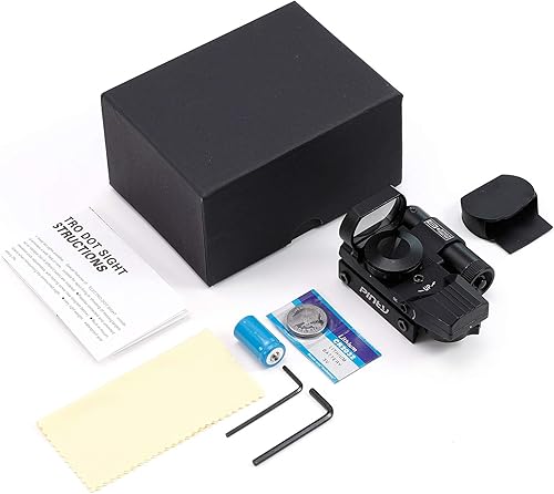 Vista 5 de PINTY Vista de punto rojo con punto rojo/verde y múltiples retículas, para riel Picatinny, pistola, rifle (combo láser opcional)