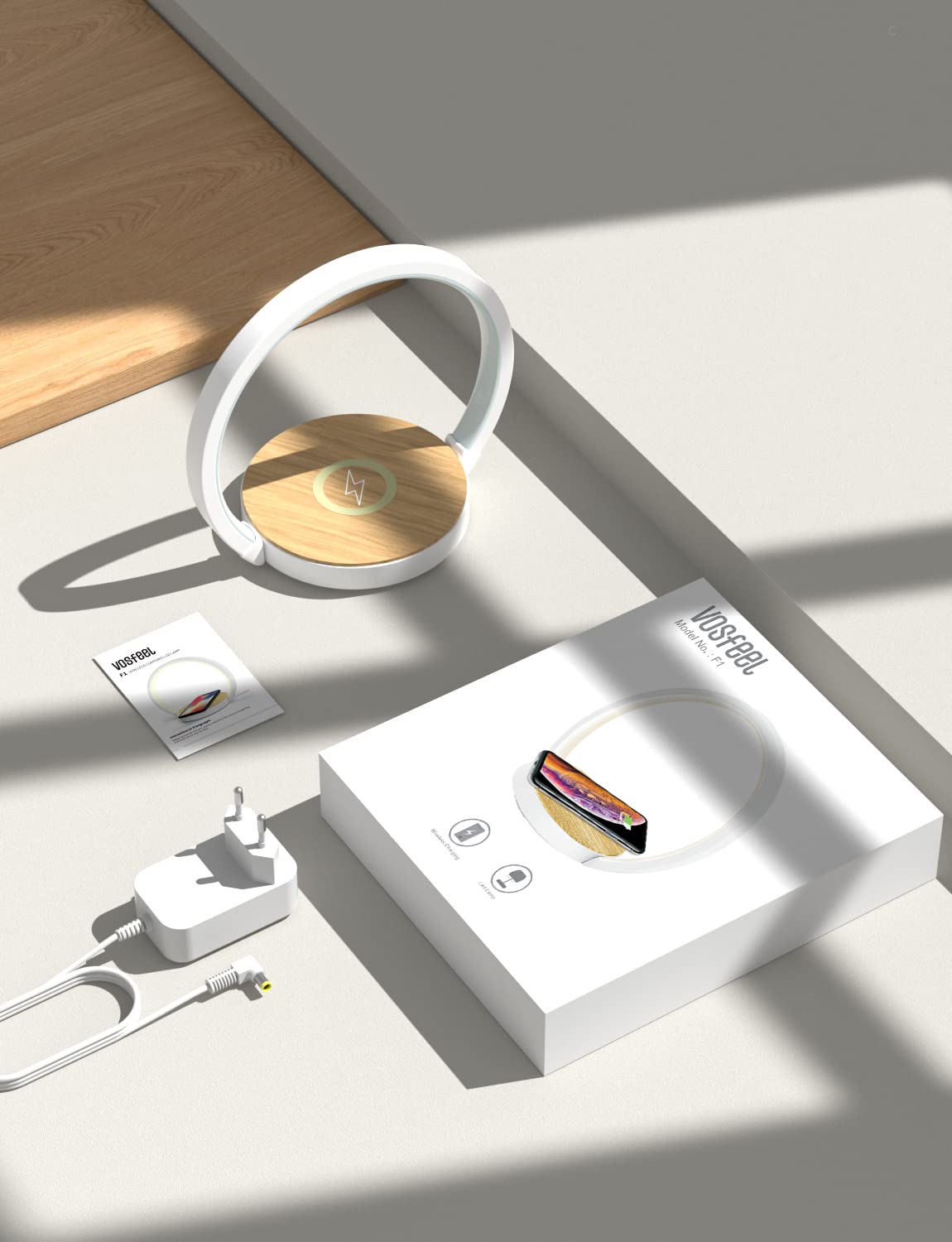 Lampe de Chevet Chargeur sans Fil Lampe de Nuit avec Chargeur Induction Veilleuse Tactile LED 3 Intensité Variable avec Lumière Douce, Angle d’éclairage de 180° Pour Chambre, Salle D'étude