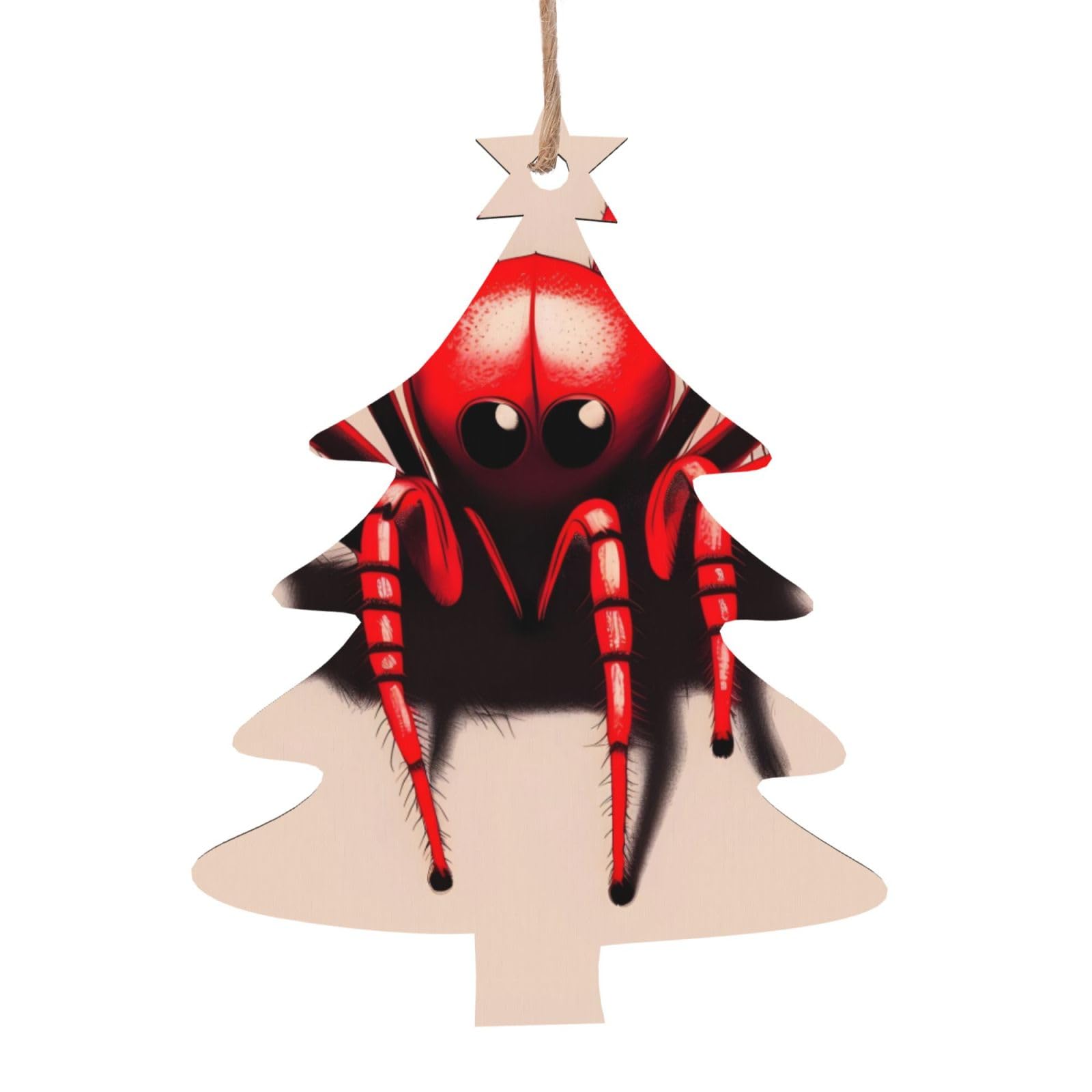 Cute Little red Spider Printed Christmas Wooden Pendants, Simple and Environmentally Friendly, Holiday decorationsã€‚