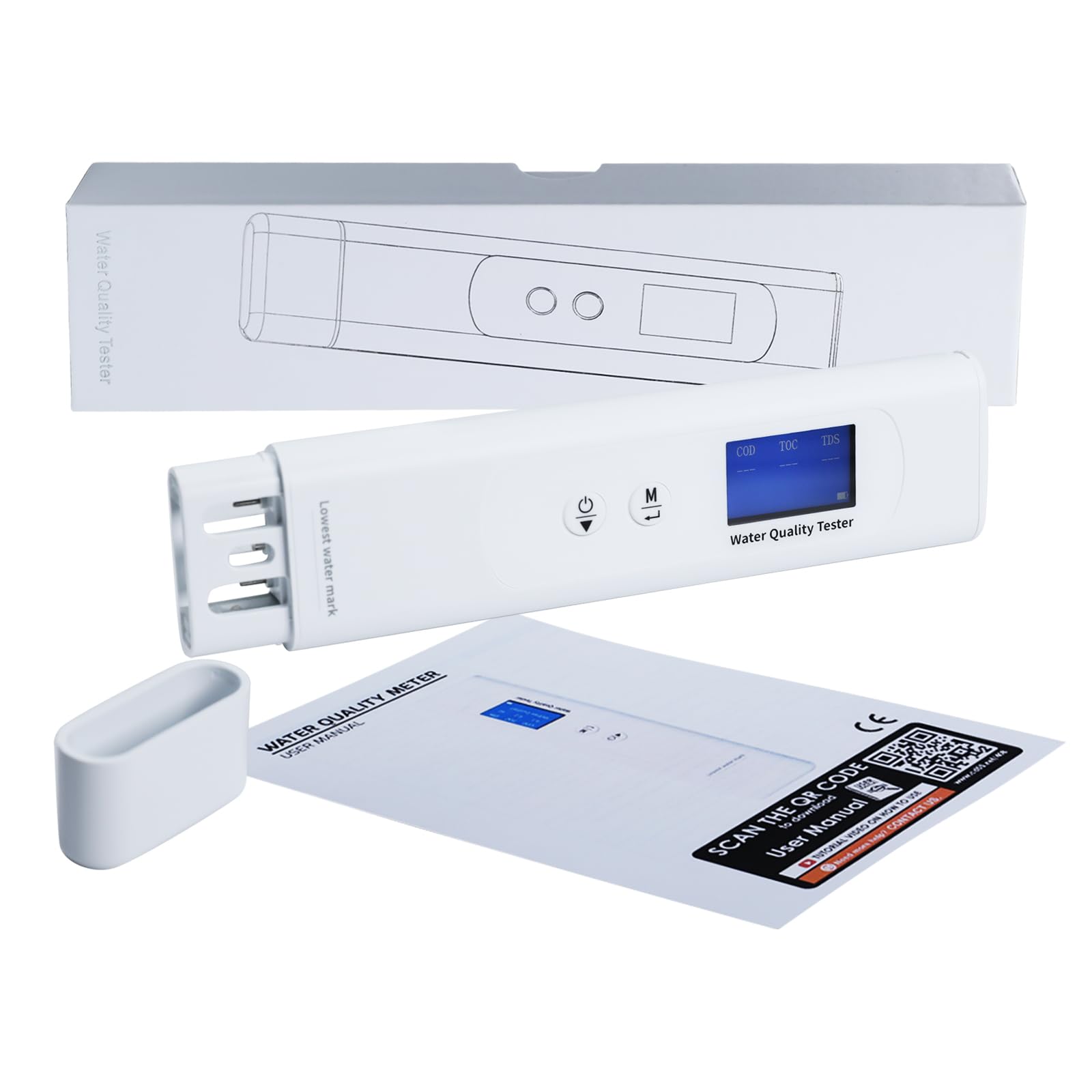 Eau Qualité Mètre 6 en 1 Paramètres DCO, COT, UV275, TDS, EC et Température Couleur Écran Afficher Rétroéclairage Indicateur Imperméable Eau Test Trousses avec Intelligent Notation Mode