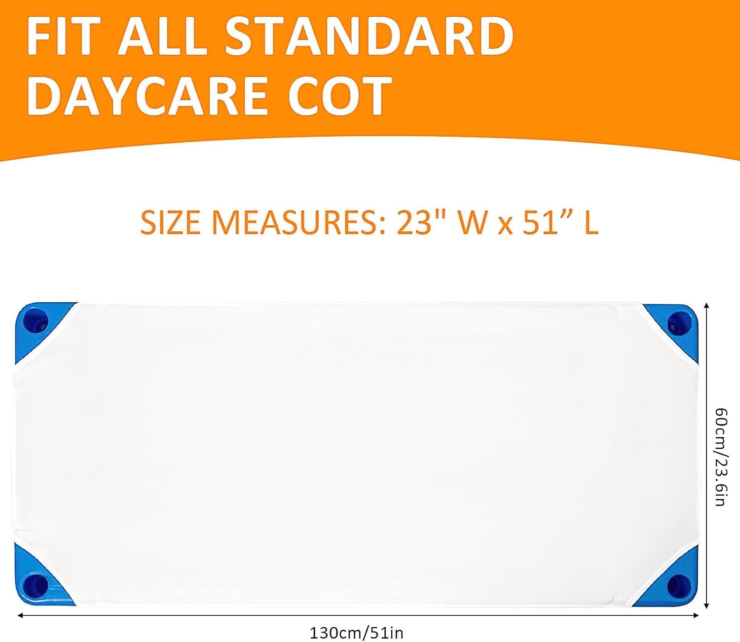 Lot de 10 Draps-Housses pour Lit de Camp pour Crèche, Taille Standard 23" x 51", Drap Respirant pour la Sieste à la Maternelle avec Élastiques aux Coins, Polyester, Blanc