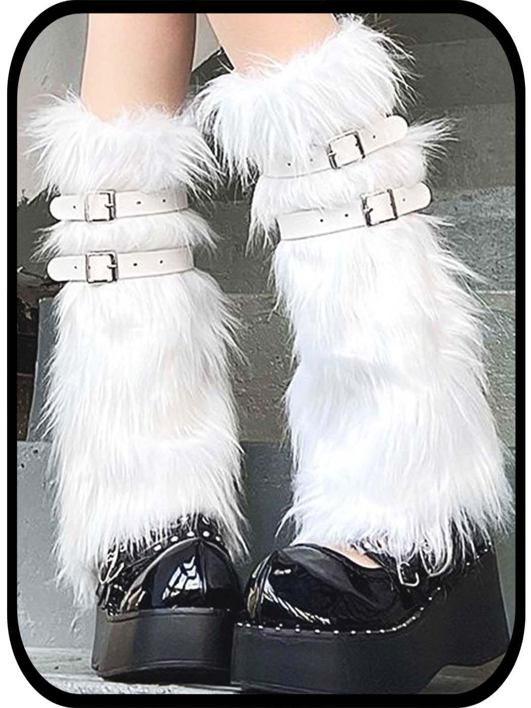 Urieo Knit Winter Leg Warmers Bow White Knitted Long Footless Socks Warm Y2K Christmas High Leg Sleeves for Women