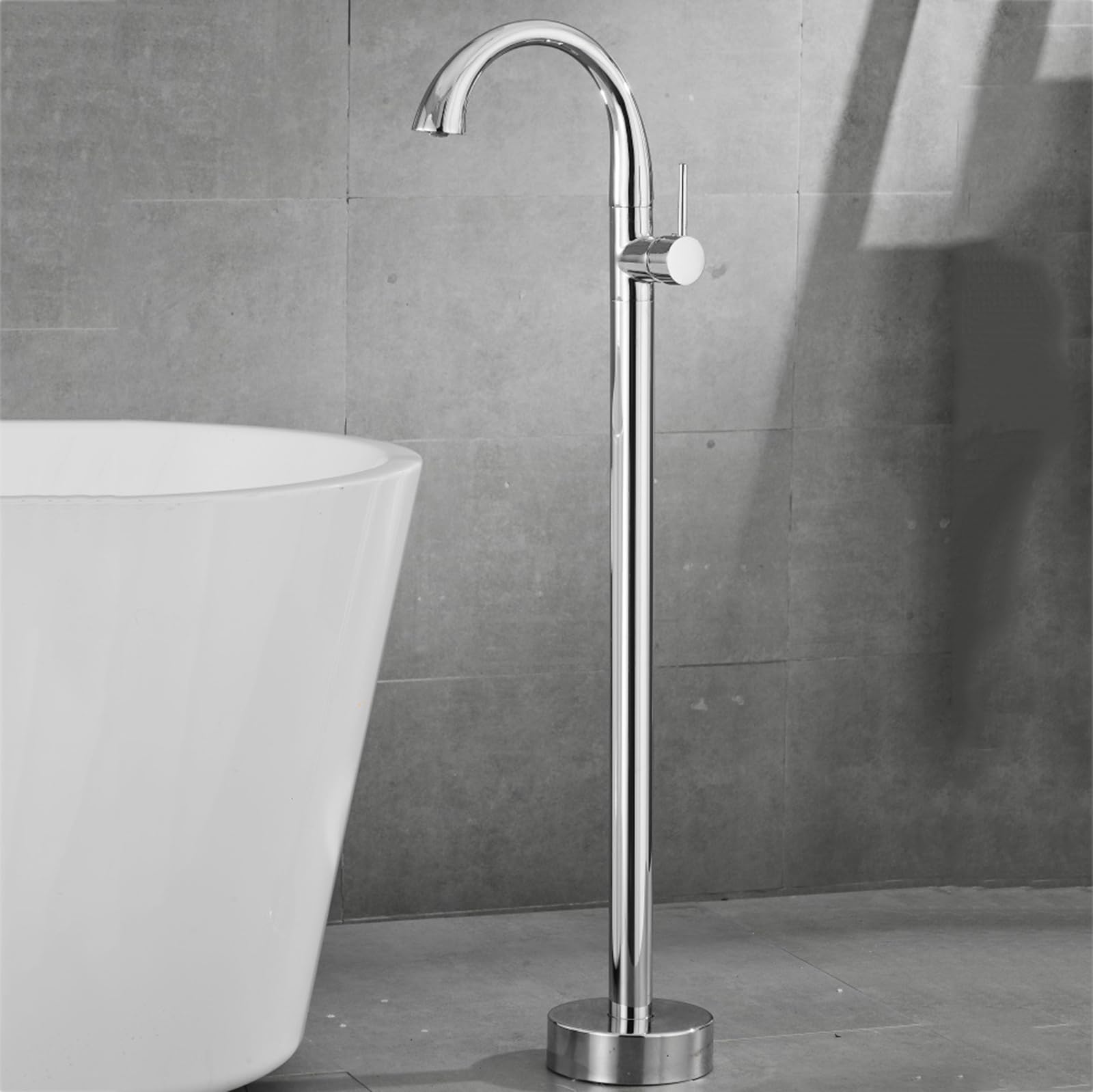 HADECOLL Freestanding Bath Mixer Tap Single Handle Hot And Cold Bath Taps Brass, Grey,Chrome