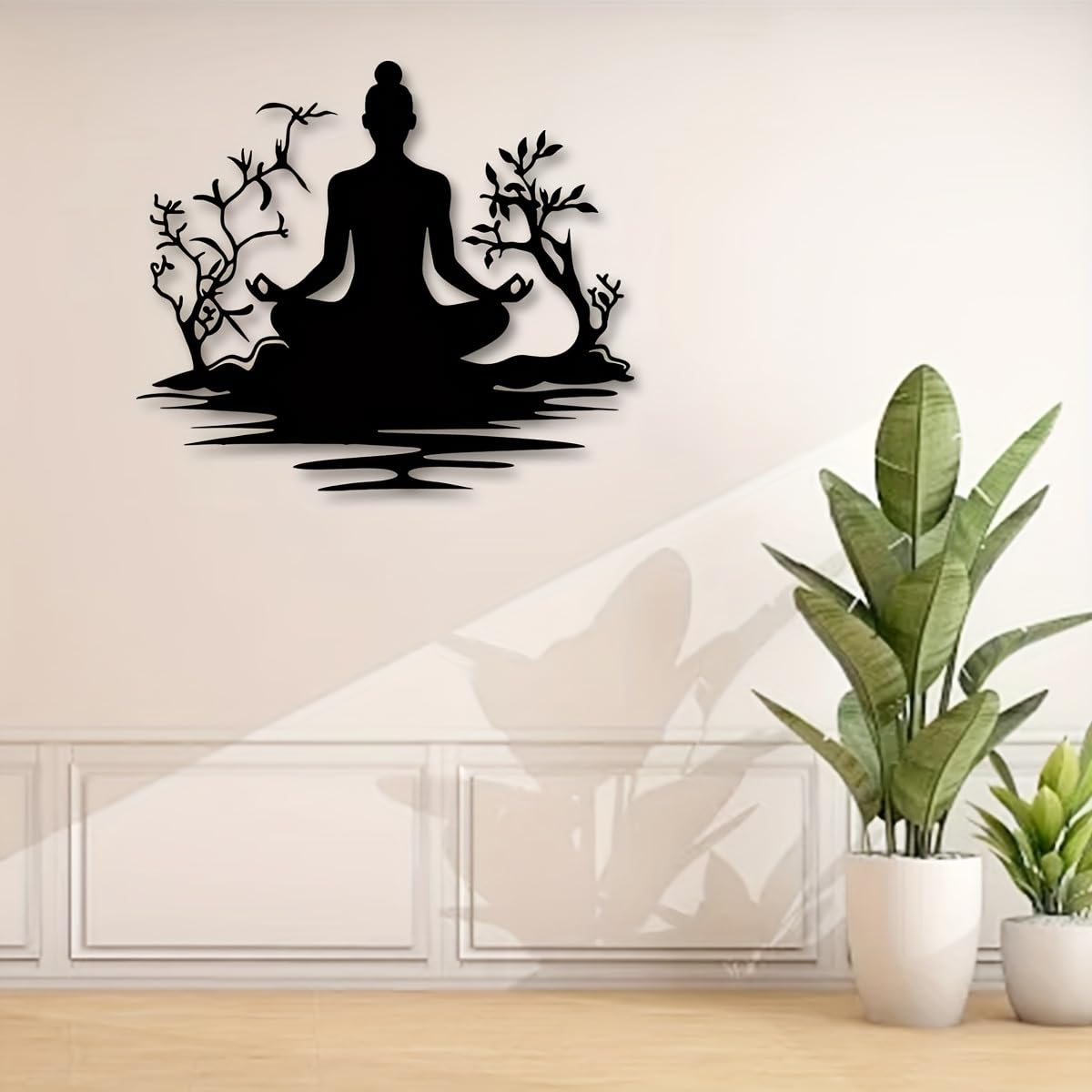 Decoración de pared abstracta contemporánea de metal, estatua de Buda para meditación zen, arte de 15.7 x 14 pulgadas, chakra para yoga y espacios, escultura para exteriores/interiores, hogar, of