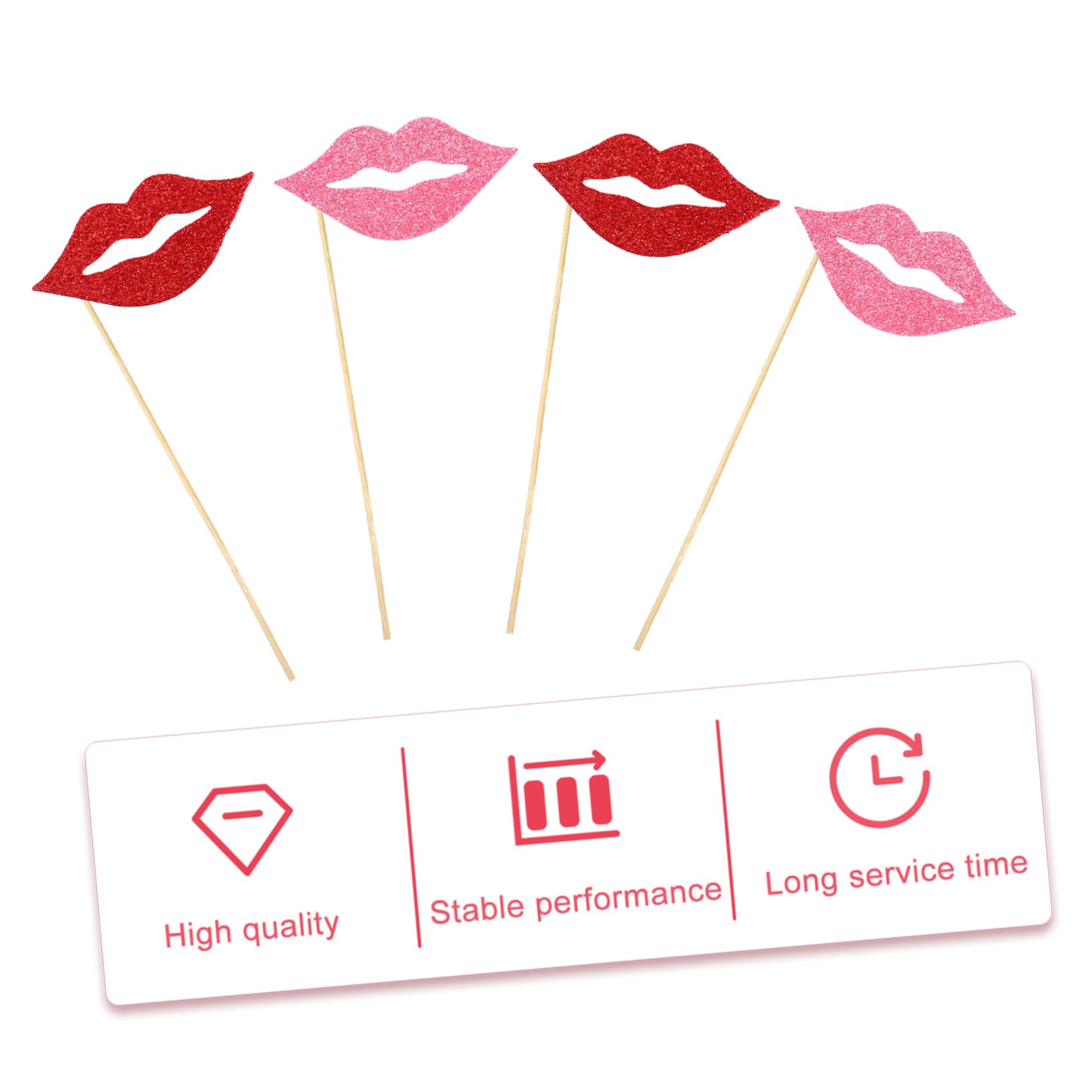 3 Sätze Teiliges Rote Und Pinke Lippen Foto Requisiten Mit Glitzereffekt Kreative Handheld Party Accessoires Für Geburtstag Hochzeit Und Lustige Dekoration 40 Stück * 3