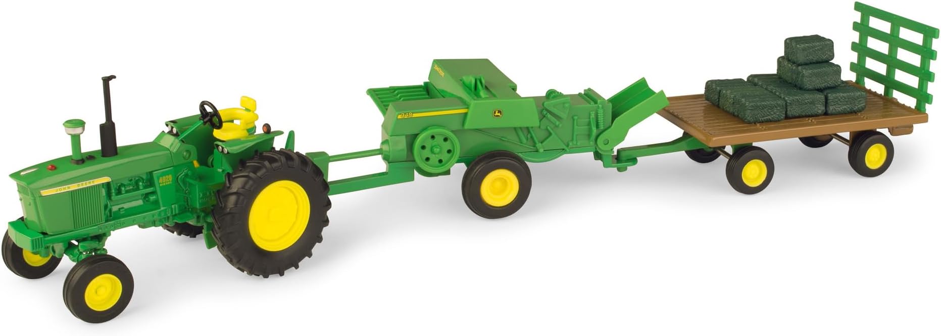 John Deere Haying Set - 1:32 Scale - Collectible John Deere Toys - Authentic Die-Cast Farm Toys - 3 Years and Up