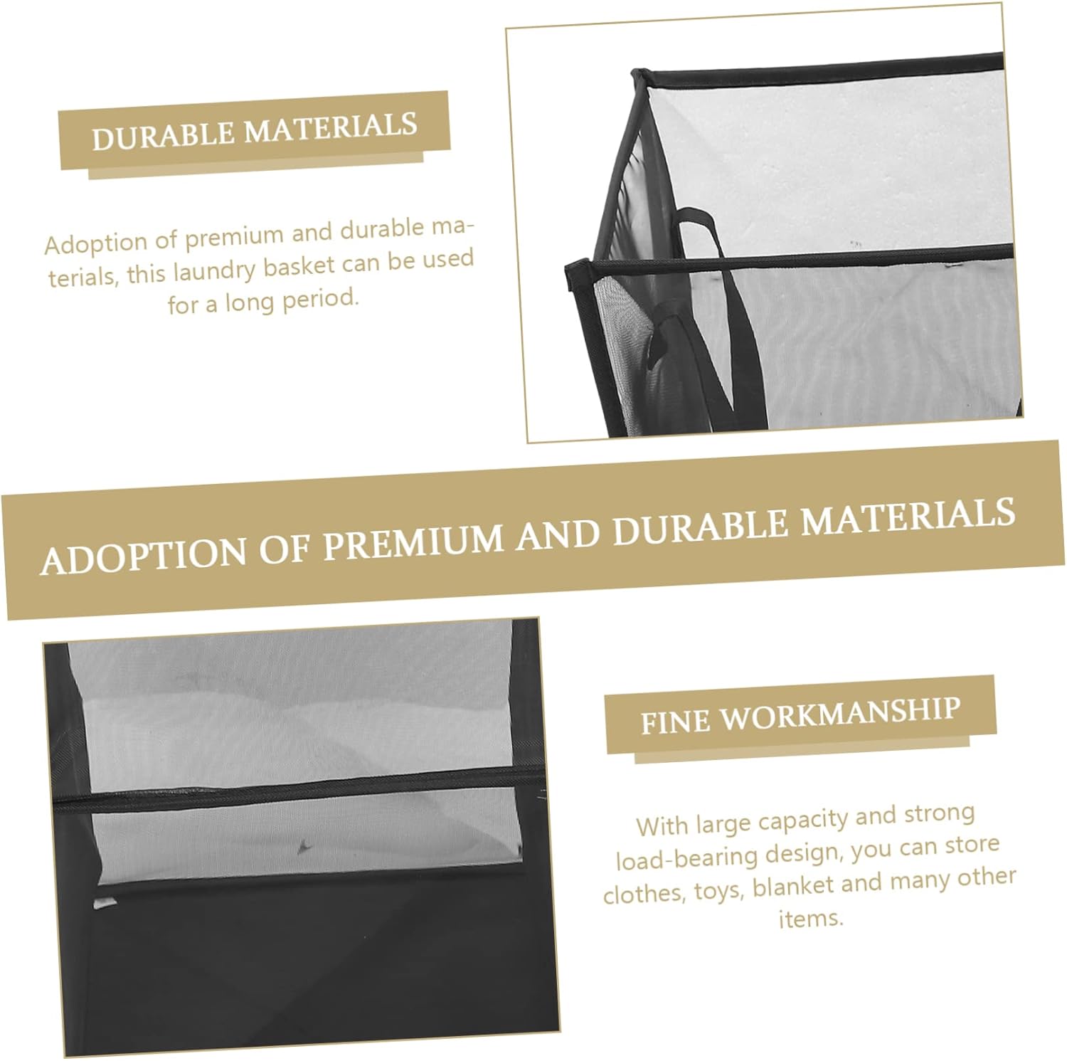 GARVALON Mesh Laundry Hamper with Handles Foldable Double Dirty Clothes Basket for Bedroom and Home Portable Storage for Laundry and Sports Gear Breathable Organizer