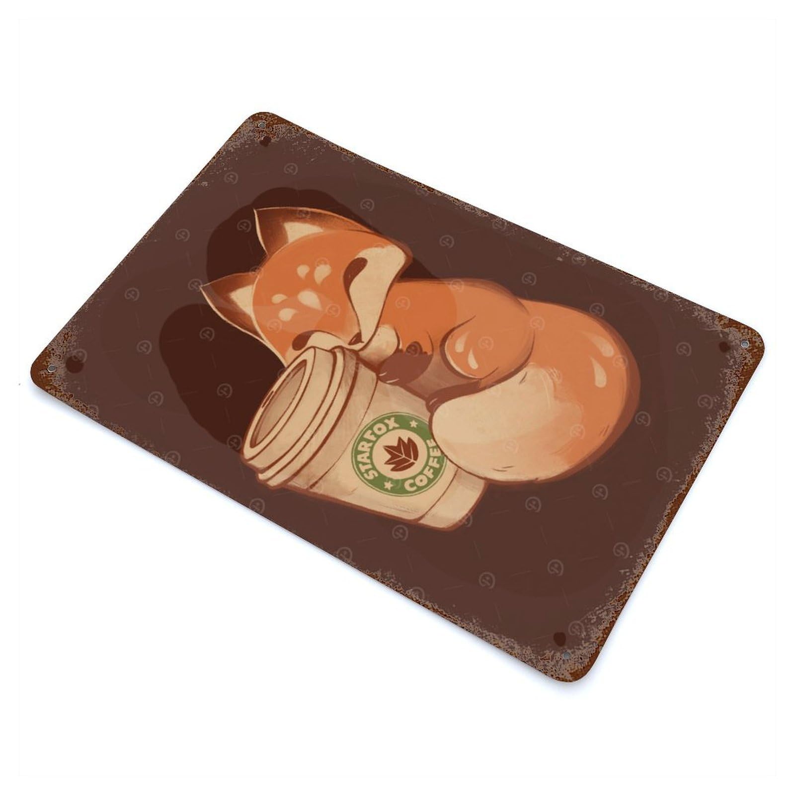 Starfox Coffee Weathered Tin Sign 11.8"x7.9", Novelty Wall Decor for Garage, Pub Or Kitchen