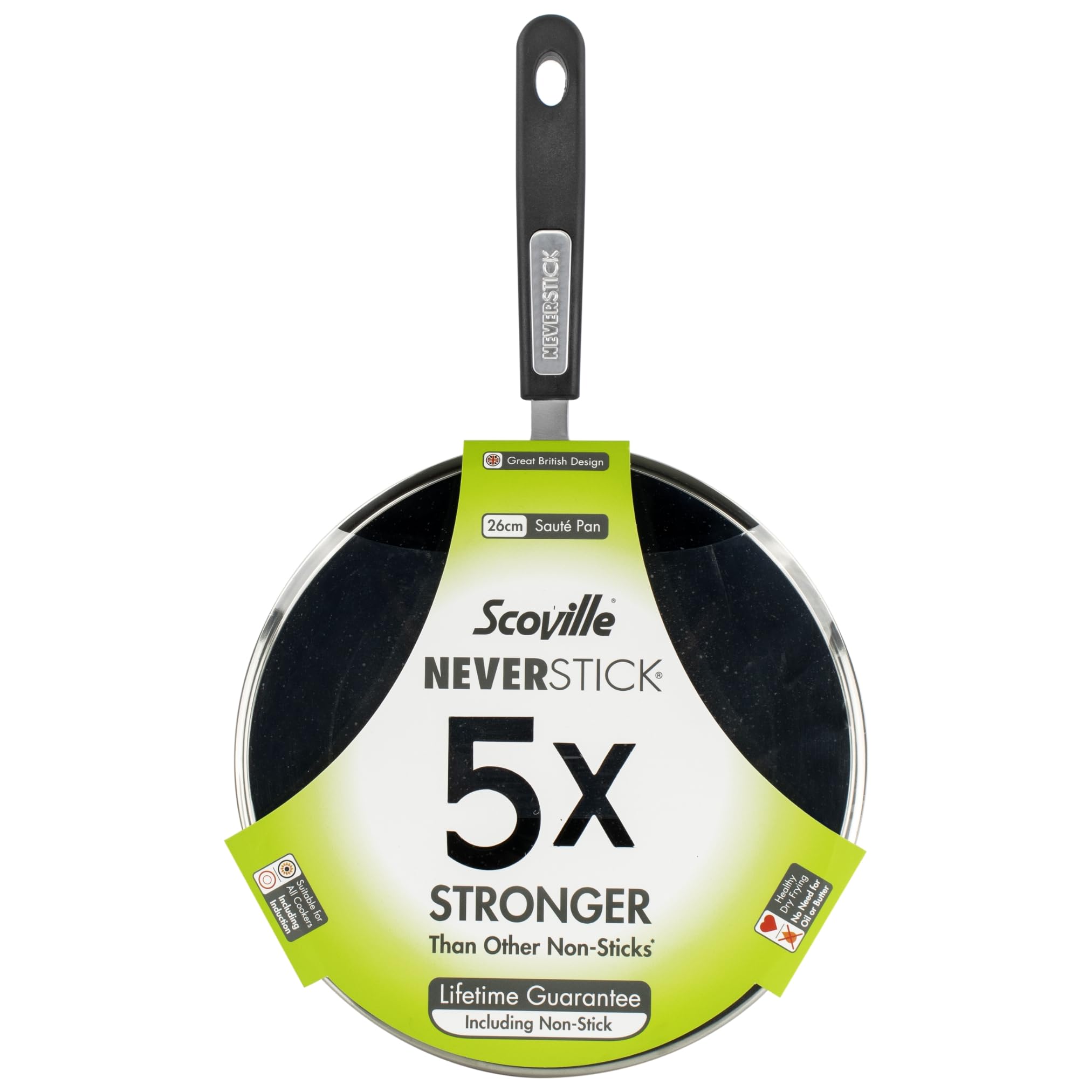 Scoville NEVERSTICK Sauteuse avec couvercle, anti-adhésive, convient à toutes les plaques de cuisson, y compris l'induction, conduction rapide de la chaleur, sans PFOA, passe au lave-vaisselle,