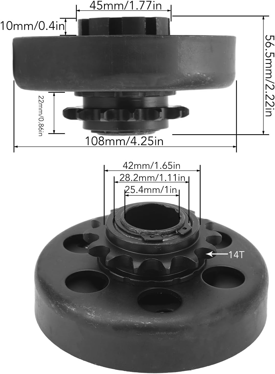 Qqmora 14T Go Kart Clutch High Toughness Centrifugal Clutch 25.4mm Center Aperture for 40 41 420 Roller Chain Mini Bike