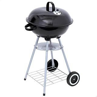 Churrasqueiras AKTIVE Barbacoa carbón portátil redonda 46x89 cm con tapa y rejilla de