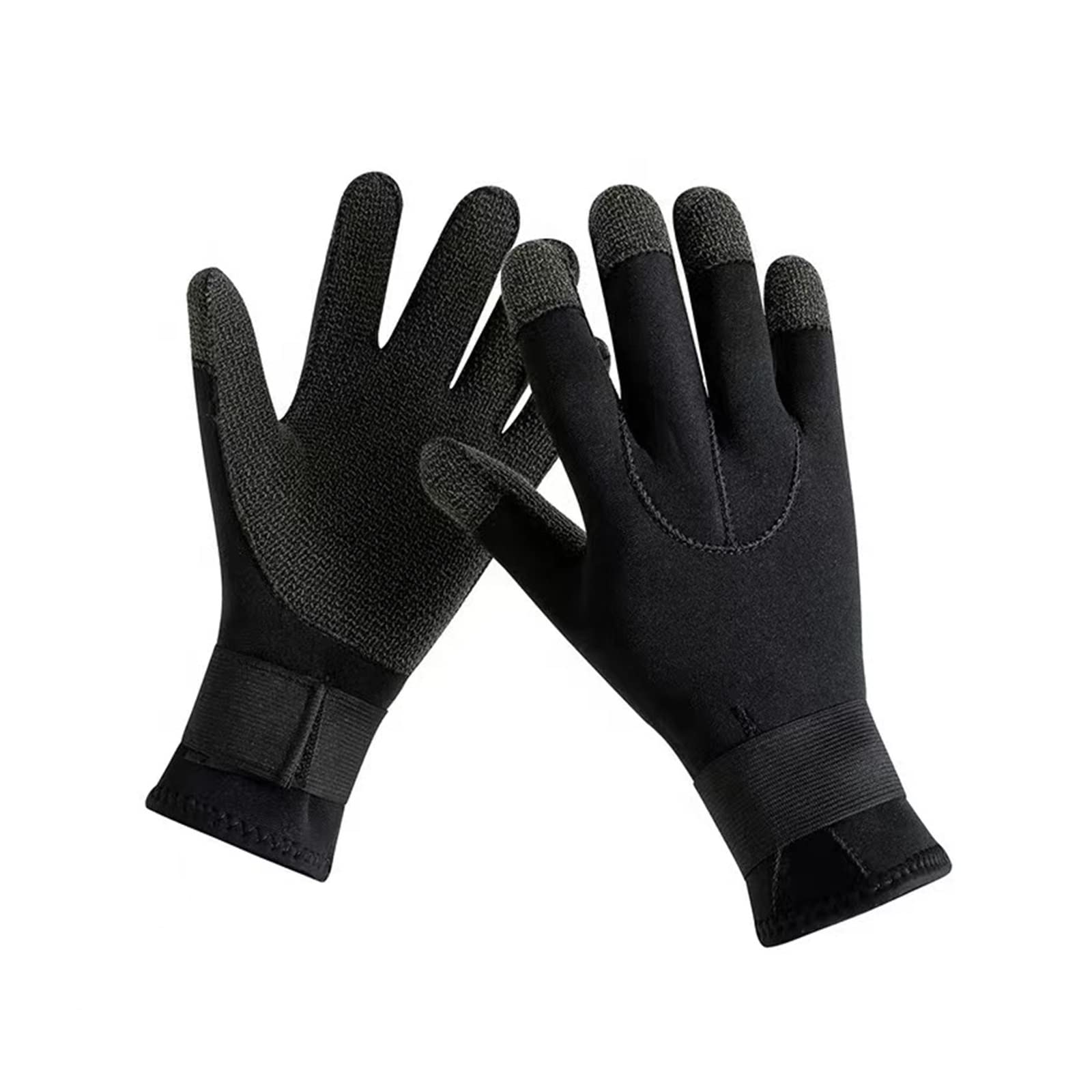 Guanti da immersione 3 mm for attrezzatura pesca subacquea antiscivolo, regolabili, neri, for surf e pagaiata(S)