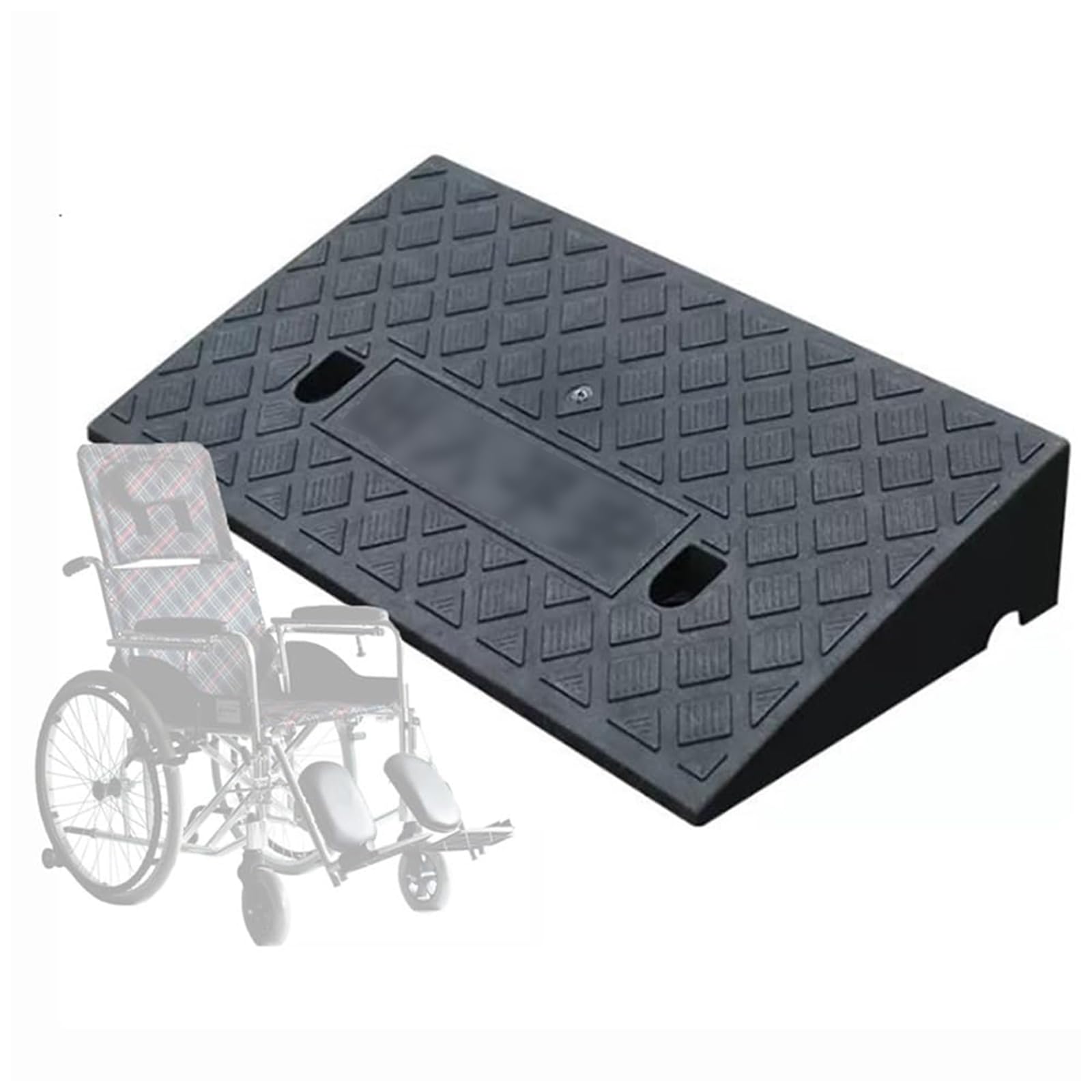 Genérico Rampa de Movilidad Reforzada para sillas de Ruedas - Rampa Antideslizante de Goma para escalones de Garaje, aceras y Puertas, 50x27x7cm - Ideal para un Acceso fácil y una navegación Segura.