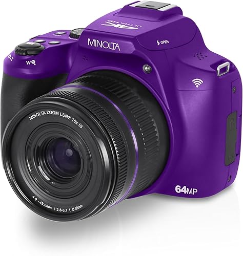 Miniatura 3 de Minolta Cámara digital de enfoque automático de 64 megapíxeles con zoom óptico de 10x, video Ultra HD 4K y disparo macro, paquete con tarjeta de