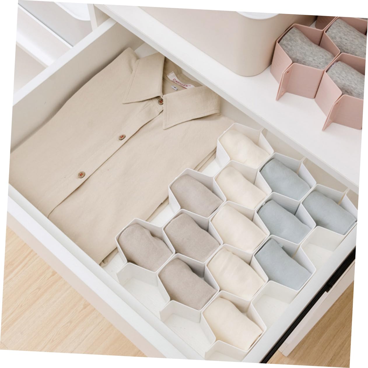 MAGICLULU Divisori Cassetto a Nido D'ape, 4 Set, Plastico Bianco | Biancheria Intima e Calze, Armadio o Comò, Struttura Componibile per Piccoli Oggetti