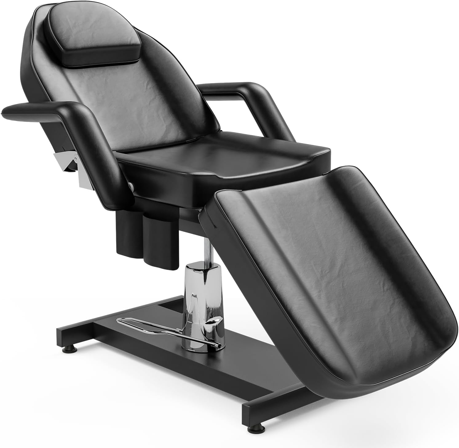 Paddie 360° Swivel Hydraulic Tattoo Bed, Height Adjustable Tattoo Client Chair 3-Section Folding with Storage Pocket, Medical/Dental/Treatment/Wax/Lash Extension (Black)