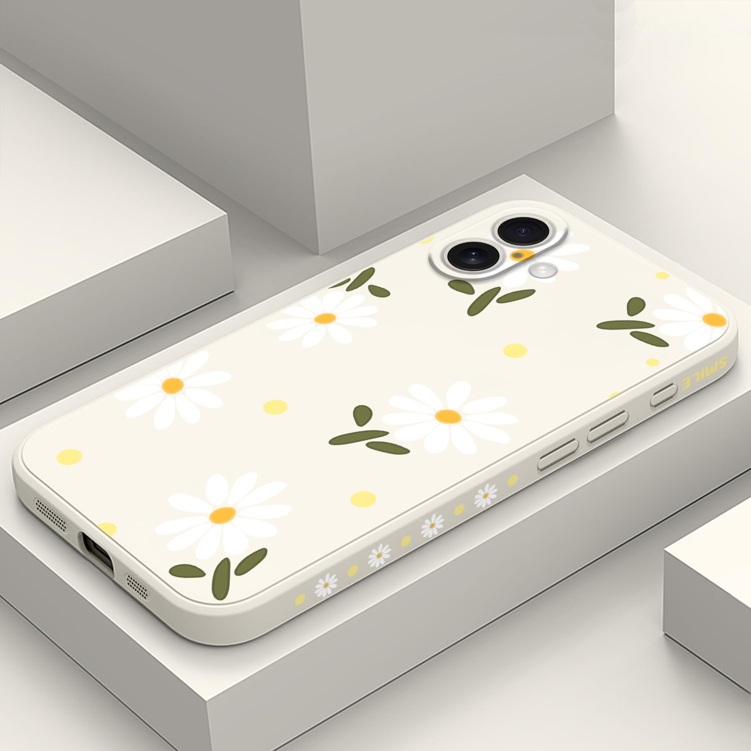 LEECG for iPhone 16 Plus Case Scratch Resistant Soft Slim Fit Floral Phone Cover for iPhone 16 Plus 6.7 inch-Daisy White
