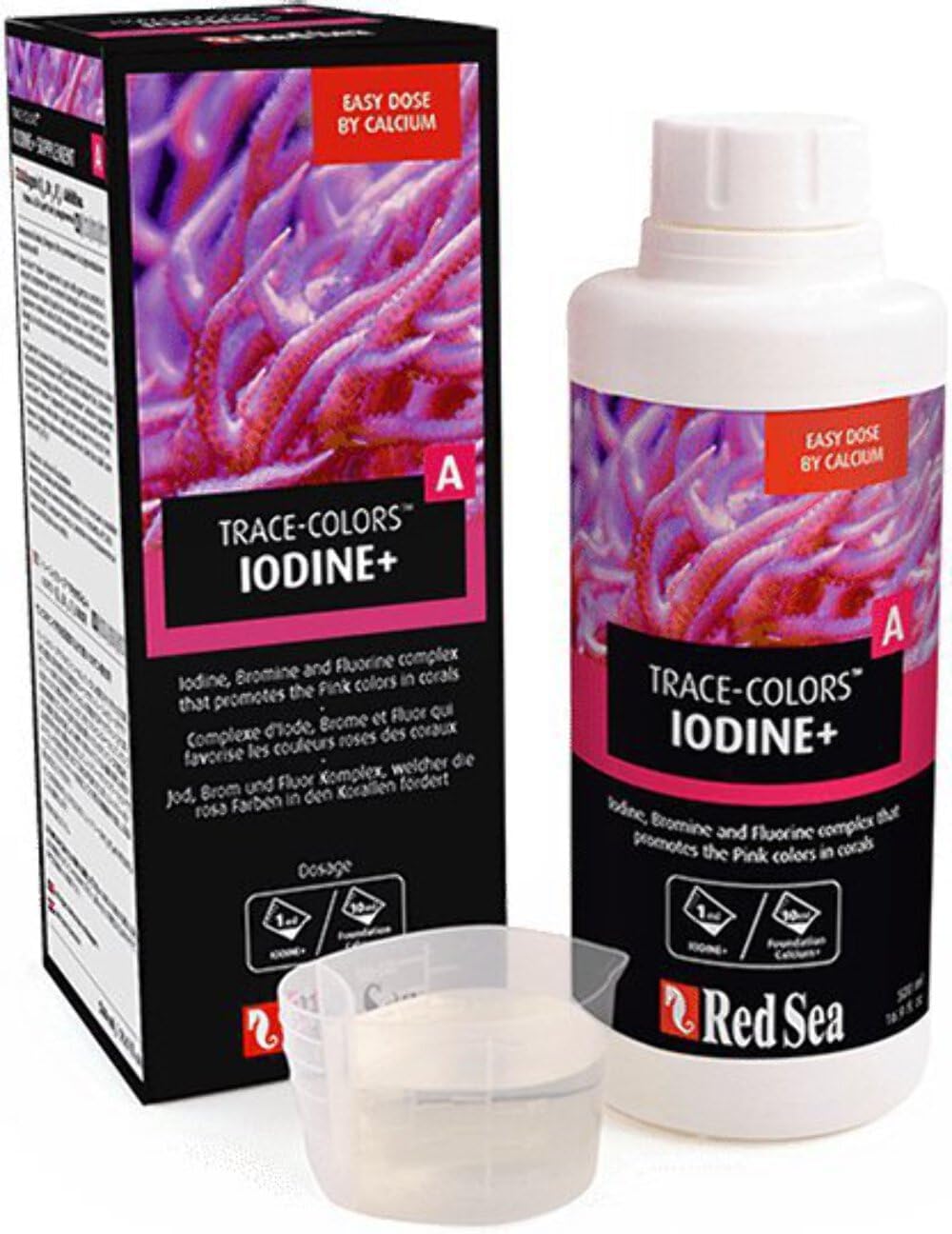 Reef Colors A Supplement 500ml – Iodine, Bromine & Fluorine Trace Elements for Enhanced Pink Coral Coloration & Reef Aquarium Health