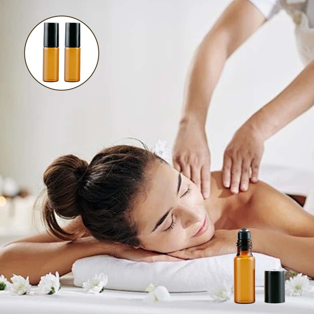 Roll on Essential Oli Oli,4 Pezzi Roll On Vuoto per Oli Essenziali 5ml, con sfera a rullo in acciaio inox, Riutilizzabile, Boccette Vetro per Oli, Profumi, Cosmetici, Aromaterapia
