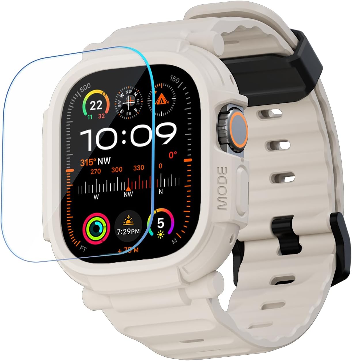 elkson Compatible with Apple Watch Ultra Bumper Case Band 49mm Screen Protector Tempered Glass, Quattro Pro 2.0 Series Rugged for iWatch, Military Grade Durable Protective Cover, Shock Proof, Black