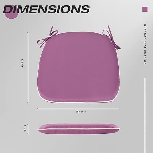 Miniatura 2 de Joyside Cojines para sillas de exterior de 17 pulgadas x 18.5 pulgadas, cojines de asiento de patio con lazos, color morado (paquete de 4)
