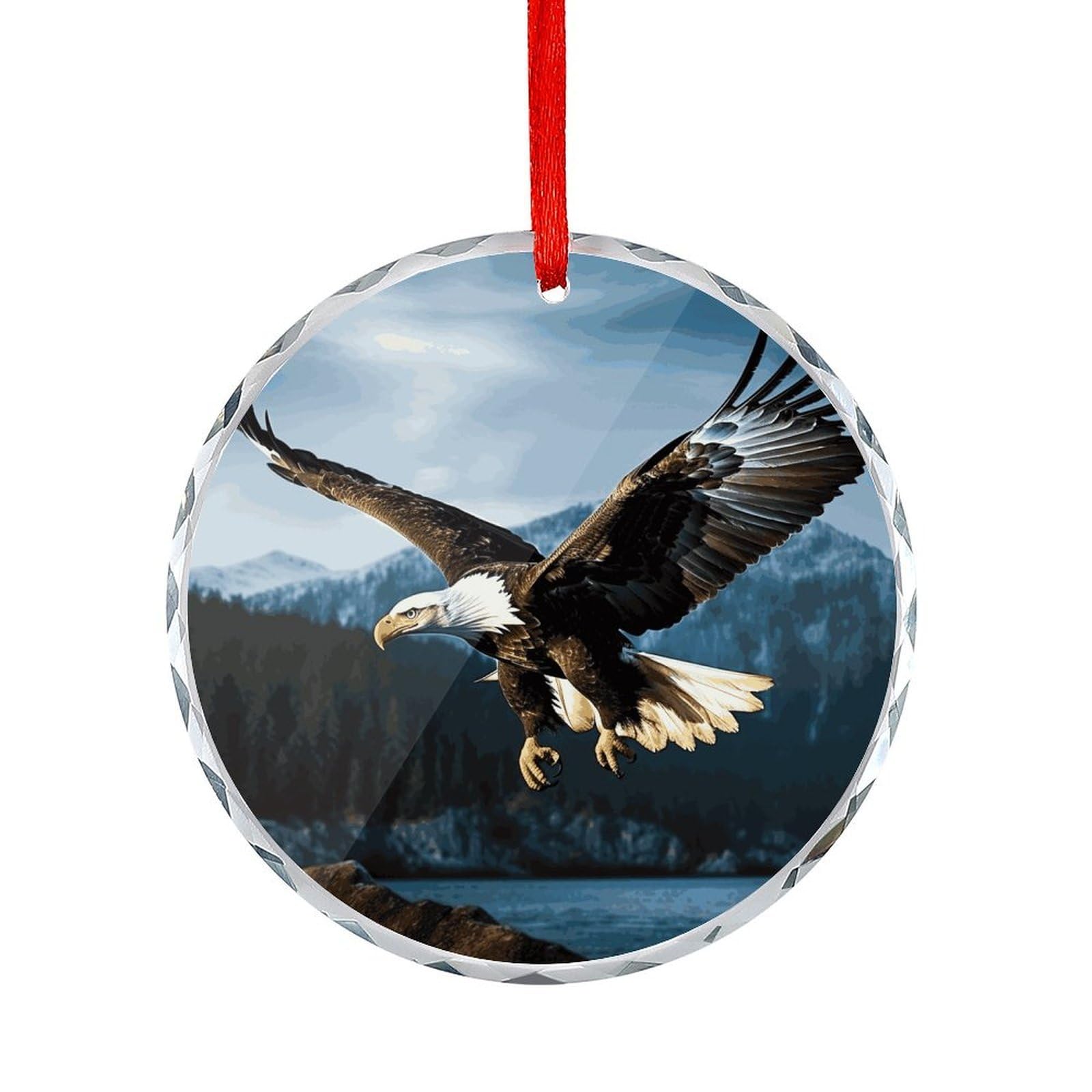 Fodpand Women's Style Eagle At Hunting Round Glass Ornament Keepsake Gift Exchange Ideas Car Decor,Christmas Ornaments For Tree Window Garden Ornaments