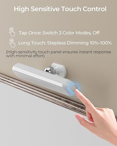 Miniatura 4 de Juego de 2 luces inalámbricas de maquillaje para espejo, luces de tocador recargables de 1600 mAh, luz LED magnética para espejo, funciona con