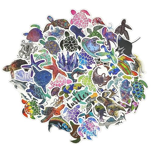 Aowplc 100 Pcs Ocean Animal Stickers, Waterproof Vinyl Sea Life Sticker Pack #TOP2