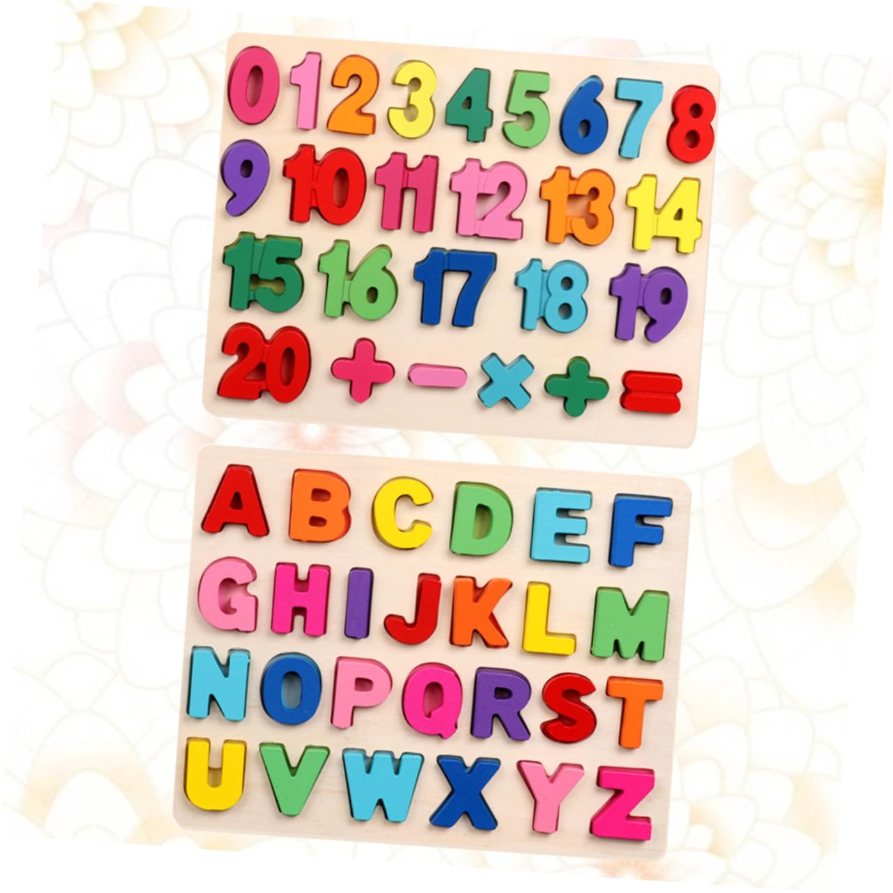 iplusmile Puzzle Educativo in Legno per Alfabetico e Numerico Colorato con Simboli Matematici Gioco Didattico per Sviluppo e Coordinazione Mano-occhio