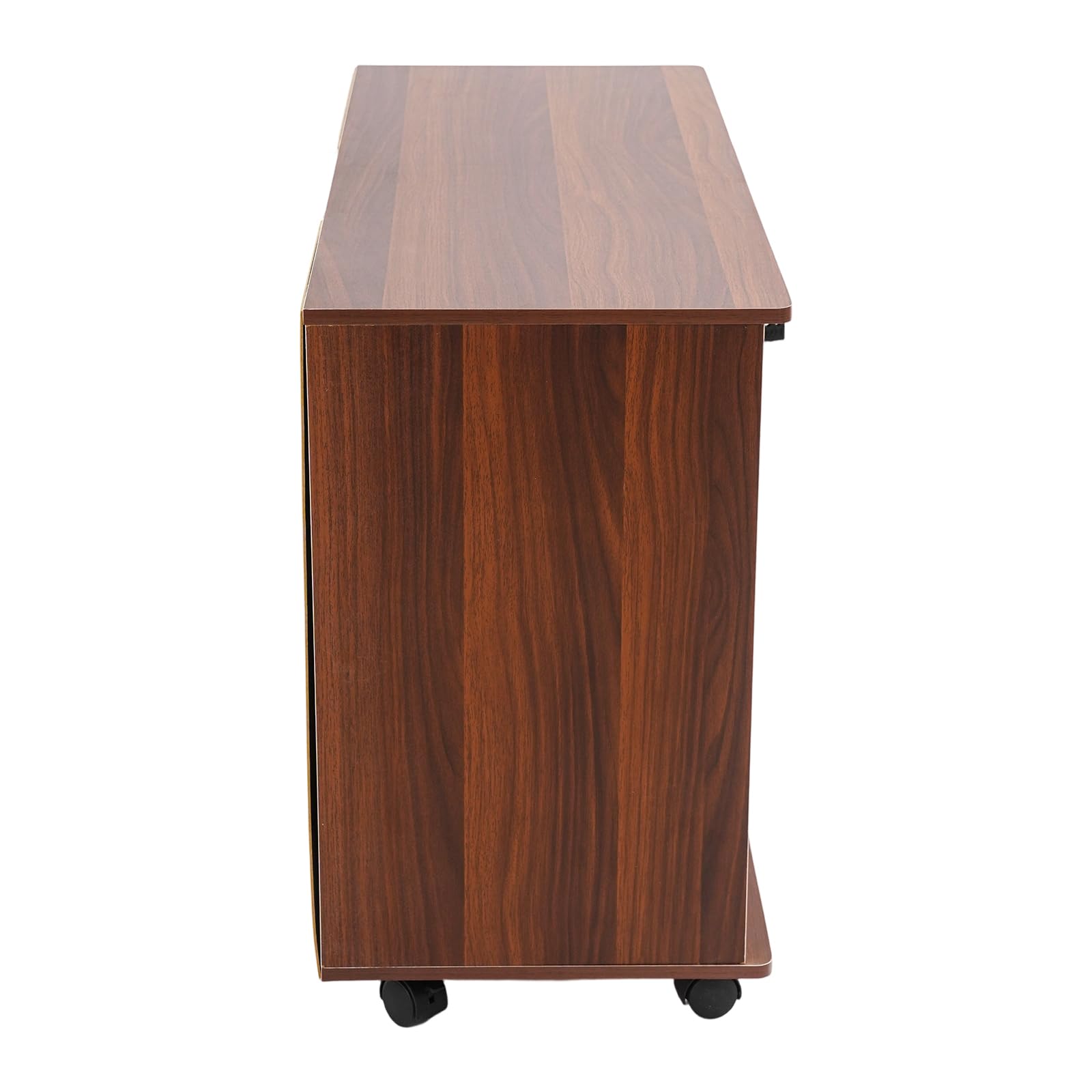 Armadietto mobile con chiusura a chiave, 90 x 34 x 59 cm, ampio spazio per ufficio, con 3 cassetti e 5 ruote, mobile per ufficio, studio, scuola (rovere nero)