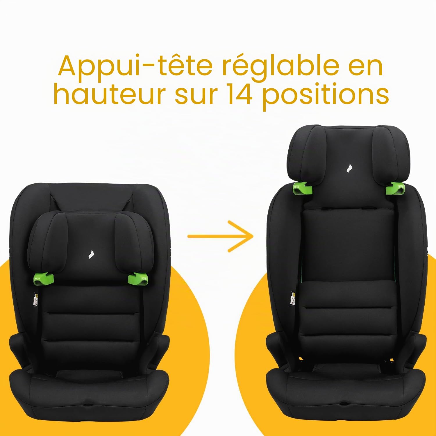 OSANN - Siège auto bébé/enfant Lupo I-Size 76-150 cm - à partir de 15 mois - noir - 14 positions - Harnais 5 points, Ceinture 3 points, Face à la route