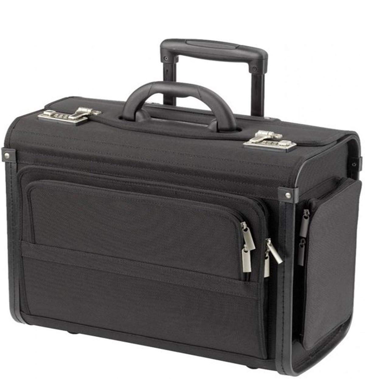 Pilotenkoffer Bowatex Aktenkoffer Business Koffer Trolley Nylon Schwarz 48 cm